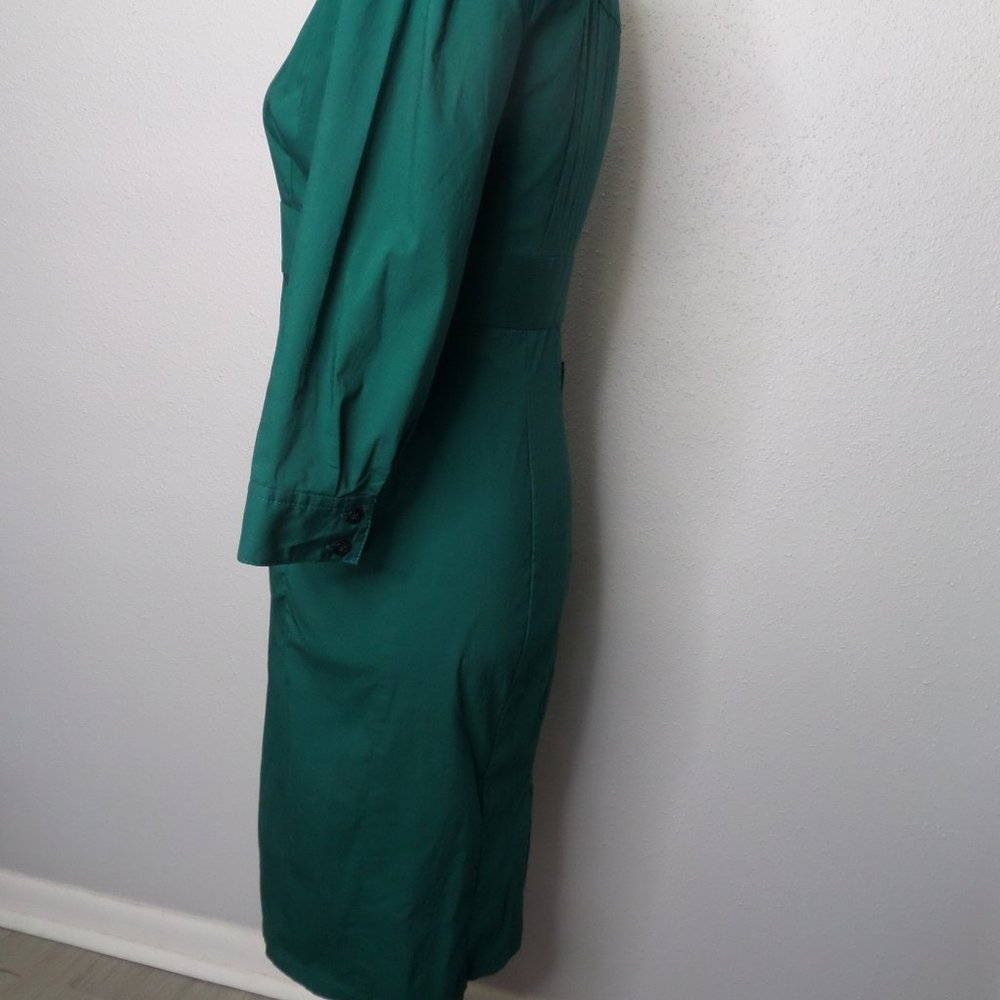 Express Green Button-Front Midi Dress - Picture 3 of 7